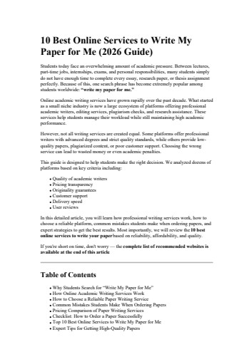 10 Best Online Services to Write My Paper for Me