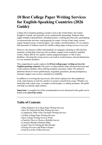 10 Best College Paper Writing Services for EnglishSpeaking Countries