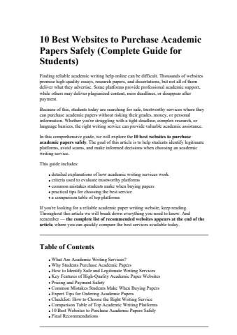 10 Best Websites to Purchase Academic Papers Safely