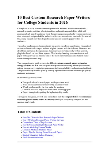 10 Best Custom Research Paper Writers for College Students in 2026
