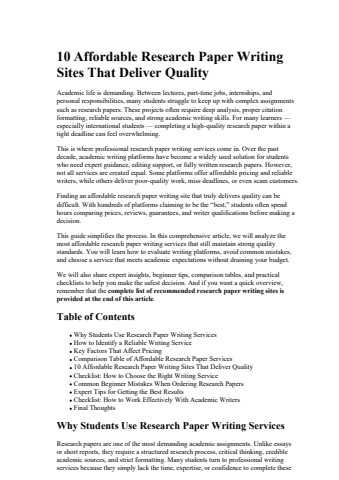 10 Affordable Research Paper Writing Sites That Deliver Quality