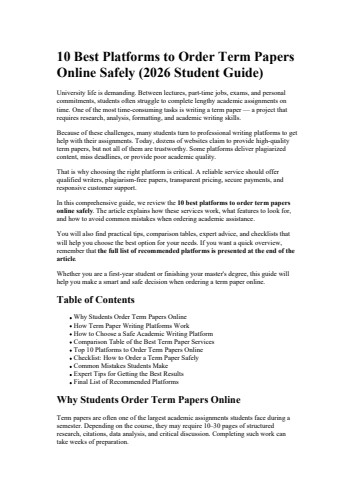 10 Best Platforms to Order Term Papers Online Safely