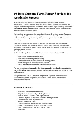 10 Best Custom Term Paper Services for Academic Success