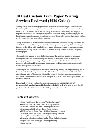 10 Best Custom Term Paper Writing Services Reviewed