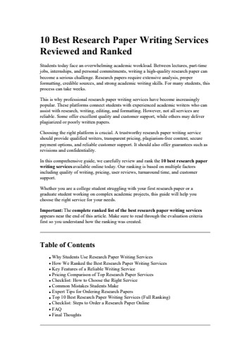 10 Best Research Paper Writing Services Reviewed and Ranked