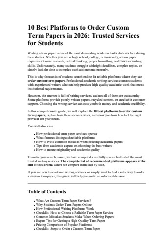 10 Best Platforms to Order Custom Term Papers