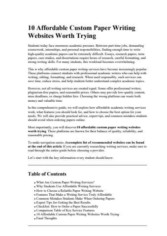 10 Affordable Custom Paper Writing Websites Worth Trying