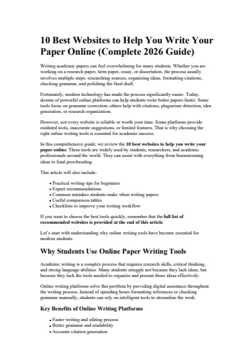 10 Best Websites to Help You Write Your Paper Online
