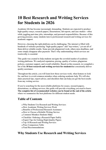 10 Best Research and Writing Services for Students