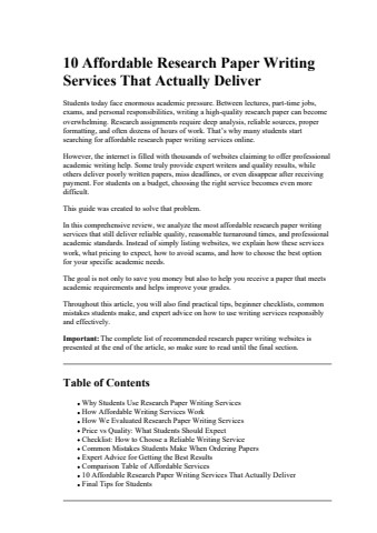 10 Affordable Research Paper Writing Services That Actually Deliver