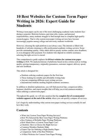 10 Best Websites for Custom Term Paper Writing