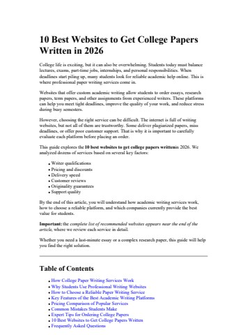 10 Best Websites to Get College Papers Written