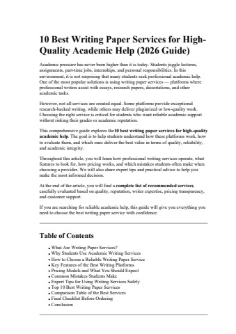 10 Best Writing Paper Services for HighQuality Academic Help