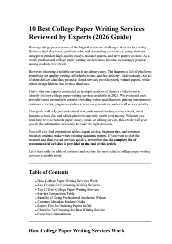 10 Best College Paper Writing Services Reviewed by Experts