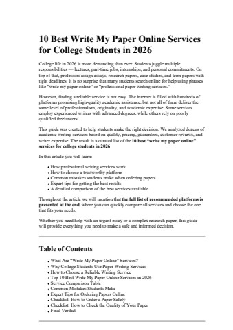 10 Best Write My Paper Online Services for College Students in 2026