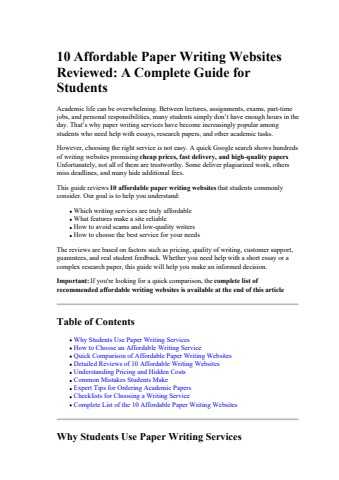 10 Affordable Paper Writing Websites Reviewed