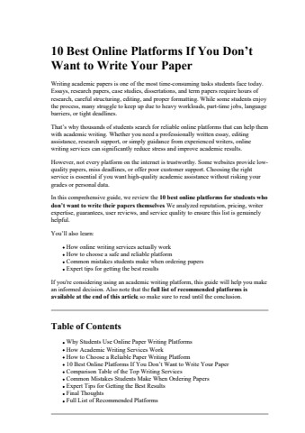10 Best Online Platforms If You Dont Want to Write Your Paper