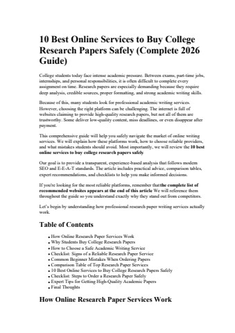 10 Best Online Services to Buy College Research Papers Safely