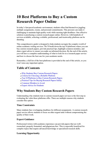 10 Best Platforms to Buy a Custom Research Paper Online