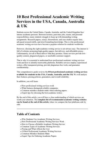 10 Best Professional Academic Writing Services in the USA Canada Australia  UK