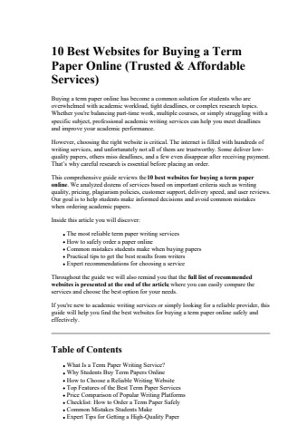 10 Best Websites for Buying a Term Paper Online