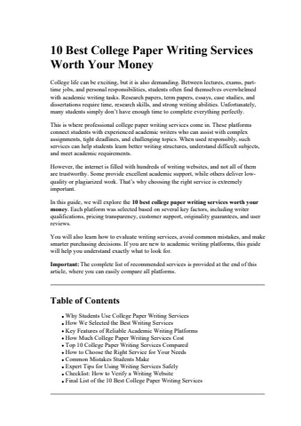 10 Best College Paper Writing Services Worth Your Money