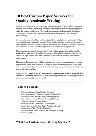 10 Best Custom Paper Services for Quality Academic Writing