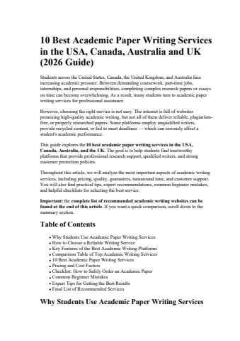 10 Best Academic Paper Writing Services in the USA Canada Australia and UK