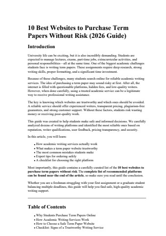 10 Best Websites to Purchase Term Papers Without Risk