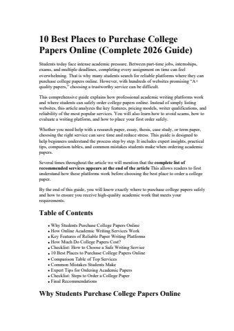 10 Best Places to Purchase College Papers Online