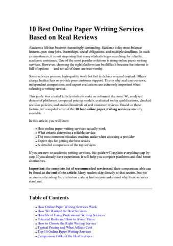 10 Best Online Paper Writing Services Based on Real Reviews