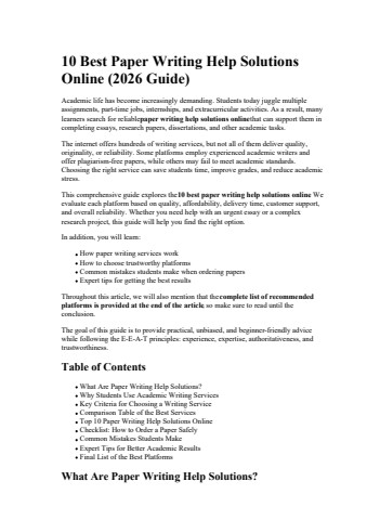 10 Best Paper Writing Help Solutions Online