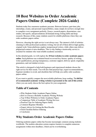 10 Best Websites to Order Academic Papers Online
