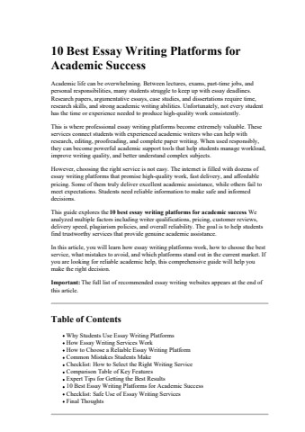 10 Best Essay Writing Platforms for Academic Success