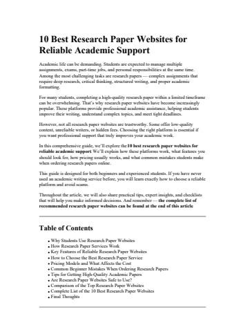 10 Best Research Paper Websites for Reliable Academic Support