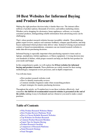 10 Best Websites for Informed Buying and Product Research