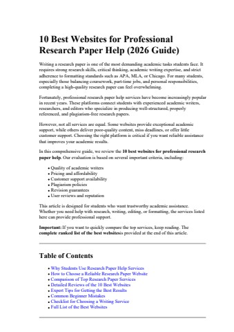10 Best Websites for Professional Research Paper Help