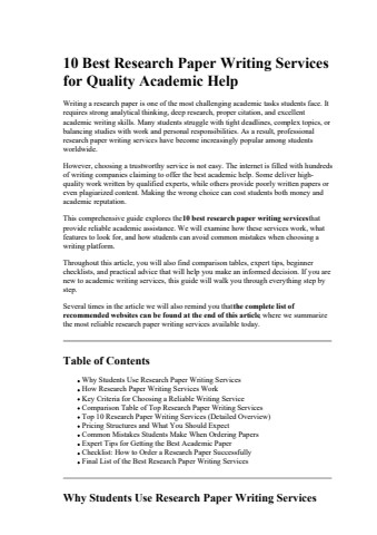 10 Best Research Paper Writing Services for Quality Academic Help