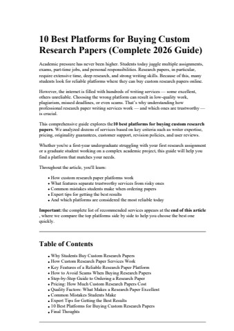 10 Best Platforms for Buying Custom Research Papers