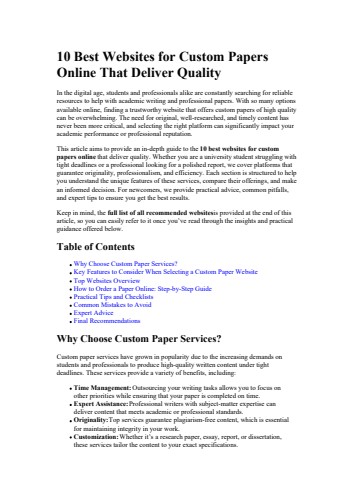 10 Best Websites for Custom Papers Online That Deliver Quality
