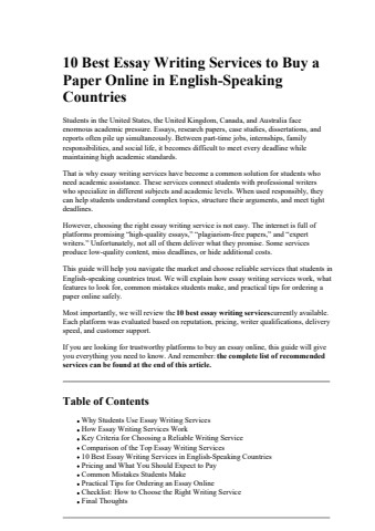 10 Best Essay Writing Services to Buy a Paper Online in EnglishSpeaking Countries