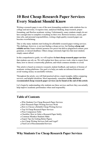 10 Best Cheap Research Paper Services Every Student Should Know