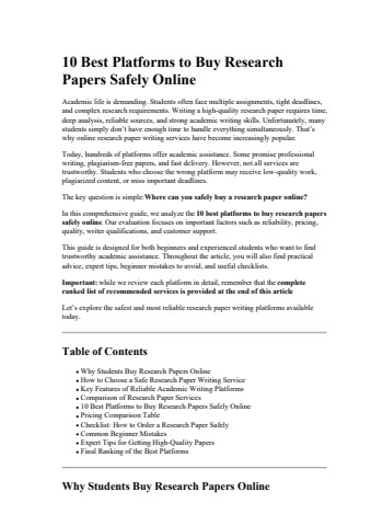 10 Best Platforms to Buy Research Papers Safely Online