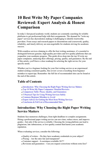 10 Best Write My Paper Companies Reviewed