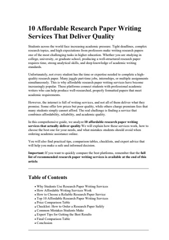 10 Affordable Research Paper Writing Services That Deliver Quality