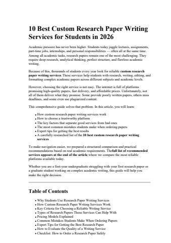10 Best Custom Research Paper Writing Services for Students