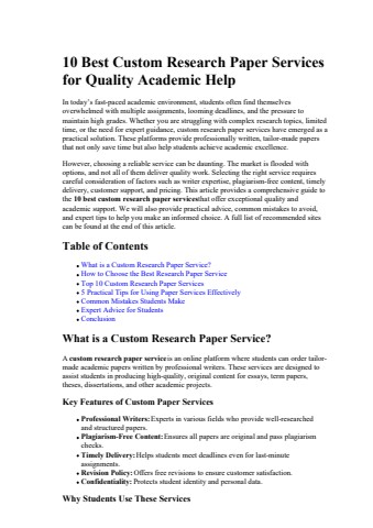 10 Best Custom Research Paper Services for Quality Academic Help