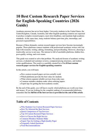 10 Best Custom Research Paper Services for EnglishSpeaking Countries