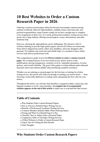 10 Best Websites to Order a Custom Research Paper
