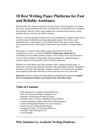 10 Best Writing Paper Platforms for Fast and Reliable Assistance